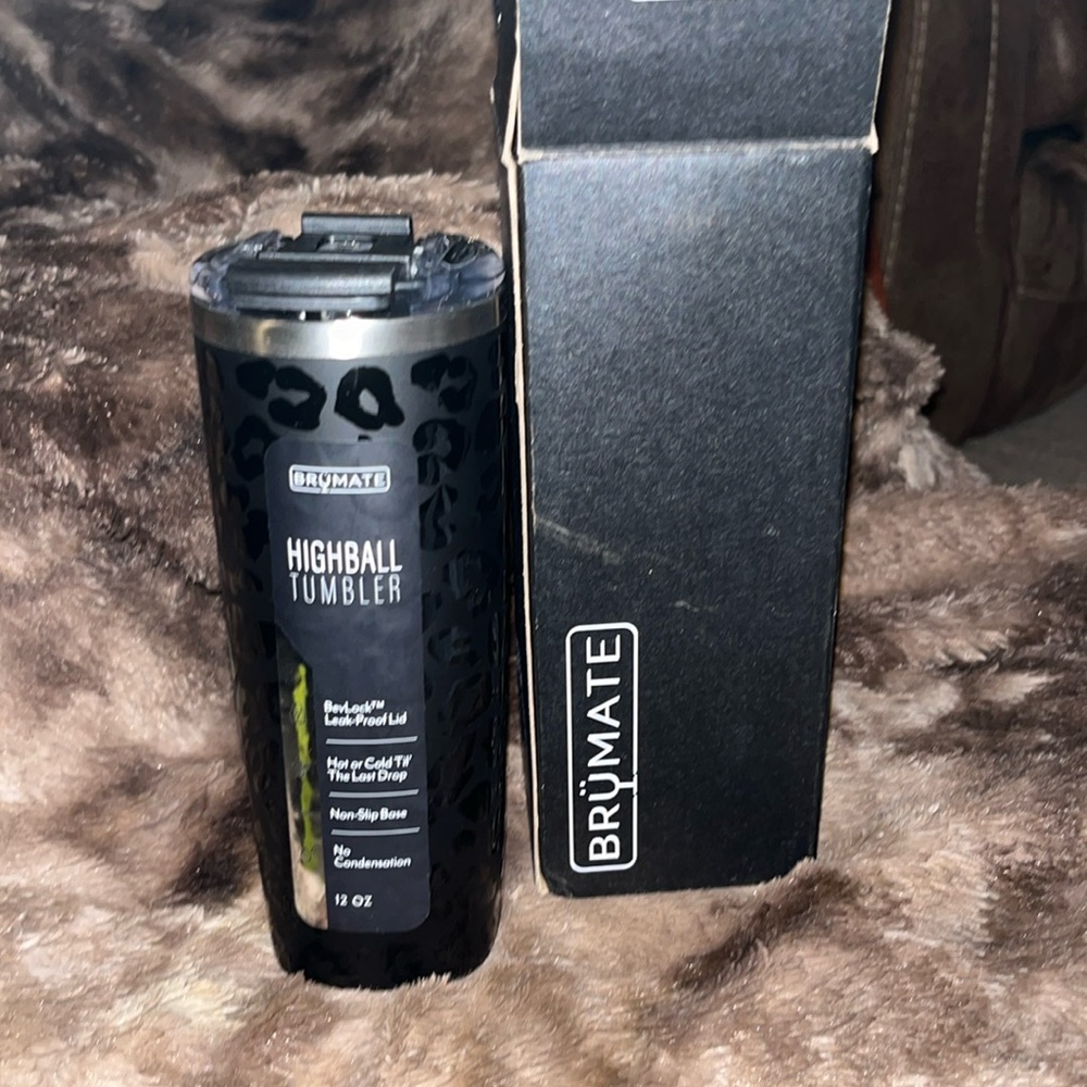 NIB BruMate Highball Tumbler in black onyx leopard